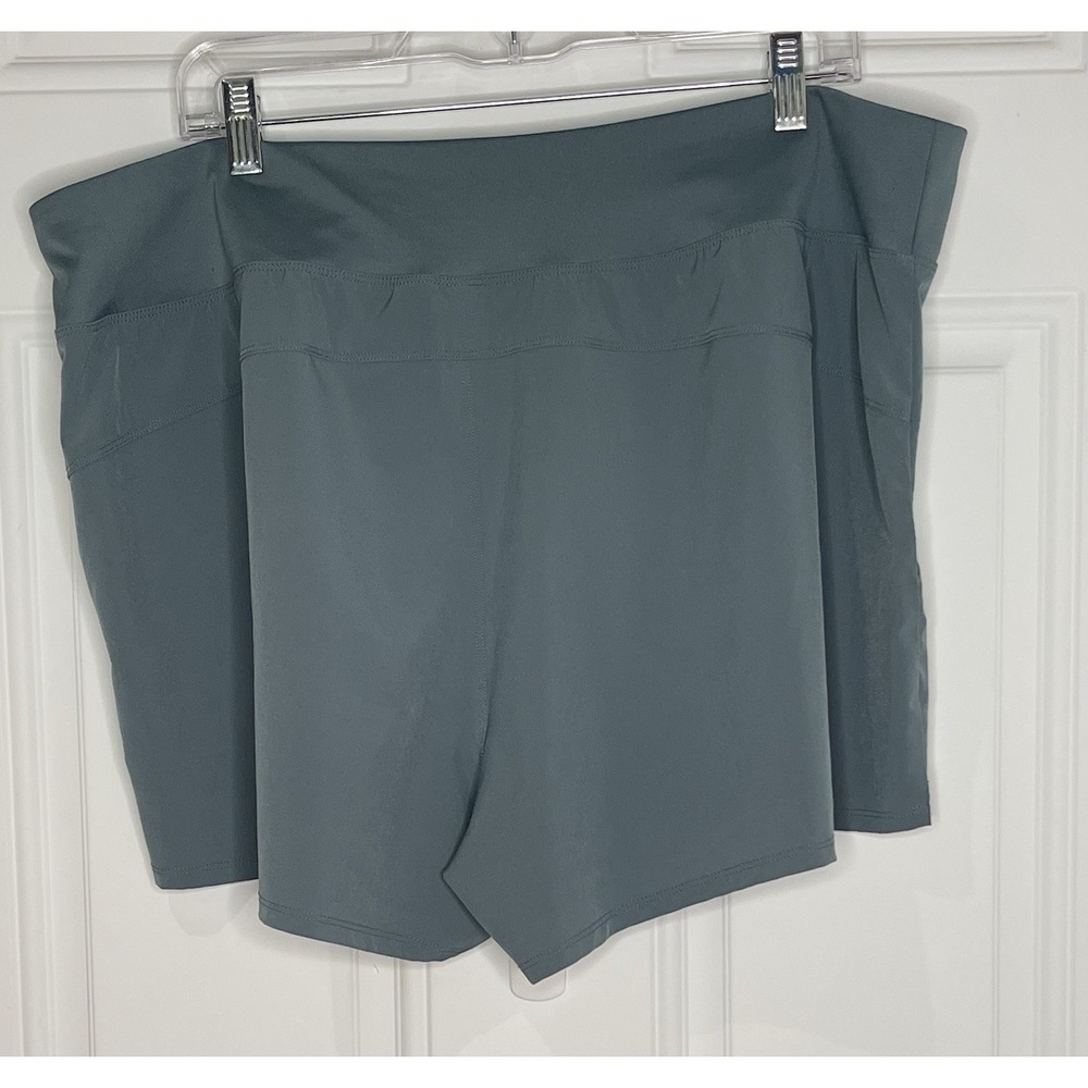 MTA Sport Activewear Women's 2XL Pull On Shorts Green Elastic Waist Zip Pockets - Picture 3 of 4